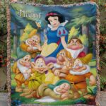 Custom Snow White Blanket, Disney Seven Dwarfs Group Blanket, Doc Grumpy Dopey Blanket, Disney Princess Throw Blanket For Kids, VTB604
