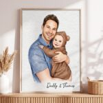 First Father's Day Gift, Personalized Watercolor Dad Portrait Canvas, Family Portrait Gift, Dad Birthday Gift, Mothers Day Gift for Mom - Image 7
