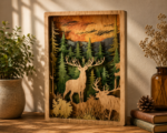 Rustic Deer Forest Layered Wood Wall Art, Handmade Woodland Shadow Box, Cabin Lodge Decor, Nature Lover Gift, Hunting Gift for Dad - Image 4