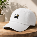 Black Cat Embroidered Dad Hat, Premium Cotton Baseball Cap - Image 6