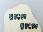 Cosmic Stardust Press On Nails, Navy Black Fake Nails, Handmade Celestial Nail Set, Moon Star Planet Nail Art, Glossy Short Nails - Image 4