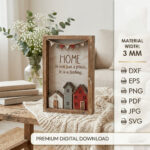 Home Family Wall Decor SVG Bundle, Laser Cut Wooden Sign Templates, Family Quote Decor Digital File - Image 8