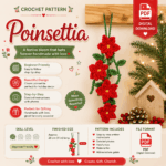 Poinsettia Crochet Pattern PDF, Christmas Flower Crochet Pattern, Hanging Poinsettia Decor, Holiday Crochet Wall Hanging Pattern