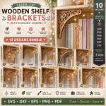 Bookshelf Corner Brackets SVG Set, Laser Cut Shelf Bracket Files, Wooden Corner Support Template, Glowforge Cricut DXF