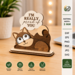 Cute Funny Animals Stands Bundle | Laser Cut SVG DXF PNG | Glowforge Animal Desk Decor Templates - Image 4
