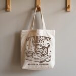 Funny Cat Tote Bags: Kitty Biscuits Bakery Totes, Vintage Style, Retro Bag - Image 8