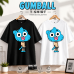 Blue Cartoon Cat Oversized Tee, Kawaii Streetwear Shirt, Funny Graphic T-Shirt for Teens, Casual Cotton Unisex Tee