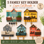Key Organizer Laser Cut File Bundle | Personalized Family Key Hanger SVG |