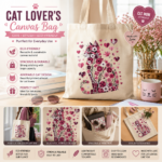 Cat Lover Canvas Bag | Cute Cat Tote Bag for Women | Pet Mom Gift | Eco Friendly Shopping Tote