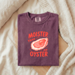 Moister Than an Oyster Tee, Funny Oyster Shirt, Vintage Coastal Graphic T-Shirt, Beach Lover Gift, Seafood Humor - Image 2