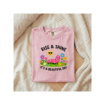 Rise & Shine It’s a Beautiful Day Shirt, Cute Caterpillar Graphic Tee, Funny Aesthetic T-Shirt, Gift for Her, Happy Positive Vibes Shirt - Image 4