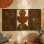 Mid Century Modern Wood Wall Art, Abstract Symmetrical Wooden Decor, Large Statement Wall Panels, Housewarming Gift #105