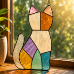 Cat Stained Glass Pattern SVG PNG PDF, Tiffany Style Cat Suncatcher Template, Printable Glass Art Pattern, DIY Handmade Window Hanging - Image 5