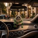Premium Handmade Crochet Bear Car Hanging Keychain – Cute & Luxury Auto Interior Decoration Accessory