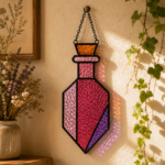 Potion Bottle Stained Glass Suncatcher Pattern, Witchy Window Hanging Template, Gothic Glass Art DIY Printable PDF - Image 3