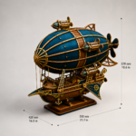 Steampunk Airship Laser Cut File SVG DXF | 3D Wooden Zeppelin Model Vector | Glowforge Files | Flying Ship, Hot Air Balloon Digital Download - Image 2