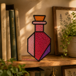 Potion Bottle Stained Glass Suncatcher Pattern, Witchy Window Hanging Template, Gothic Glass Art DIY Printable PDF