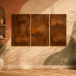 Optical Illusion Wood Art | Oversized Wave Panels | Mid Century Boho Decor | Abstract Gravity Wall Art |