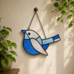 **Blue Bird Stained Glass Pattern PDF, Printable Bird Suncatcher Template, Tiffany Style Glass Art Design, DIY Window Hanging Digital Download** - Image 2
