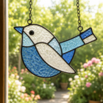 **Blue Bird Stained Glass Pattern PDF, Printable Bird Suncatcher Template, Tiffany Style Glass Art Design, DIY Window Hanging Digital Download** - Image 5
