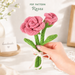 Crochet Rose Pattern PDF | Amigurumi Flower Tutorial | Crochet Roses Bouquet | Instant Download | DIY Crochet Flowers