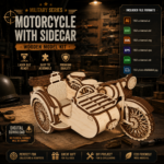 Vintage Motorcycle with Sidecar Laser Cut Files | Wooden 3D Model Kit SVG DXF AI EPS CDR | DIY CNC & Laser Cutting Template