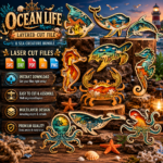 14x Ocean Animals Bundle 3D Multilayer Laser Cut File Svg | Sea Life Wooden Decor for Glowforge Xtool Cricut CNC | Dxf Eps Pdf Png Download
