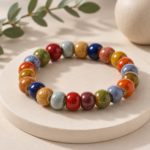 Colorful Handmade Ceramic Bead Bracelet – Boho Stretch Jewelry - Image 2