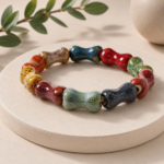 Colorful Handmade Ceramic Bead Bracelet – Boho Stretch Jewelry - Image 5