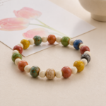 Colorful Handmade Ceramic Bead Bracelet – Boho Stretch Jewelry - Image 6