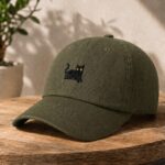 Black Cat Embroidered Dad Hat, Premium Cotton Baseball Cap - Image 13