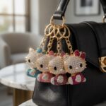 Hello Kitty Rhinestone Keychain, Cute Crystal Cat Keyring, Kawaii Bag Charm, Sparkly Cartoon Keychain Gift for Women Girls - Image 2