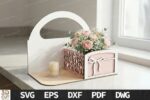 Flower Box Stand Bundle SVG, Laser Cut Flower Box Template, Wooden Stand SVG Files, Glowforge Cricut DXF, Gift Box Pattern - Image 3
