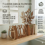 Wooden Flower Bouquet SVG Bundle, Laser Cut Vase Decor, DIY Floral Centerpiece Digital Files - Image 2