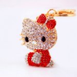 Hello Kitty Rhinestone Keychain, Cute Crystal Cat Keyring, Kawaii Bag Charm, Sparkly Cartoon Keychain Gift for Women Girls - Image 4