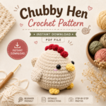 Crochet Chubby Hen Pattern PDF, Amigurumi Chicken Plushie, Fat Chicken Crochet Tutorial, Farm Animal Crochet Pattern, Digital Download Shop
