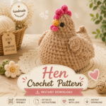 Hen Crochet Pattern PDF, Easy Amigurumi Chicken, Crochet Farm Animal Tutorial, Instant Download