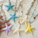 Dopamine Colorful Starfish Necklace for Women 2026 New Seaside Vacation Style Pendant Long Sweet Accessory
