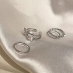 Exquisite Super Fairy Butterfly Twisted Four-Piece Ring Set for Women, Accessible Luxury Niche Design, Sense of Design Stylish and Elegant Index Finger Ring - Image 2