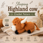 Crochet Sleeping Highland Cow Pattern PDF, Amigurumi Cow Tutorial, Fluffy Laying Cow Plushie, Nursery Decor, Highland Cow Gift Download - Image 2