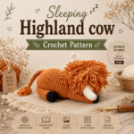 Crochet Sleeping Highland Cow Pattern PDF, Amigurumi Cow Tutorial, Fluffy Laying Cow Plushie, Nursery Decor, Highland Cow Gift Download - Image 3