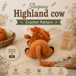 Crochet Sleeping Highland Cow Pattern PDF, Amigurumi Cow Tutorial, Fluffy Laying Cow Plushie, Nursery Decor, Highland Cow Gift Download - Image 4