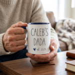 Personalized Father's Day Mug | Custom Dada Coffee Cup with Est Year | First Father's Day Gift for New Dad | Navy Blue Accent Ceramic Mug | Grandpa Birthday Gift