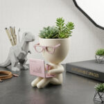 Robert Notebook Planter STL for 3D Printing, Cute Desk Buddy Succulent Pot, Funny Office Decor Plant Holder, Digital Download
