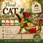 3D Cat Shadow Box SVG Bundle, Multilayer Kitty Laser File