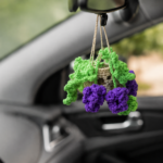 Grape Basket Car Hanging Crochet Pattern PDF, Rearview Mirror Charm, Fruit Car Decor, Amigurumi Car Accessory - Image 3