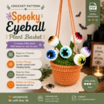 Halloween Eyeball Car Hanging Crochet Pattern PDF, Rearview Mirror Charm, Spooky Car Decor, Amigurumi Ornament