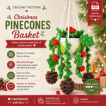 Pinecone Hanging Basket Crochet Pattern, Car Hanging Ornament PDF, Rear View Mirror Decor, Christmas Car Charm