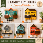 Key Organizer Laser Cut File Bundle | Personalized Family Key Hanger SVG | - Image 2