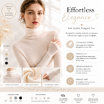Merino Wool Turtleneck Top, Biella Yarn Wool Baselayer, 100% Worsted Merino Knit, Soft Slim Fit Layering Top for Women